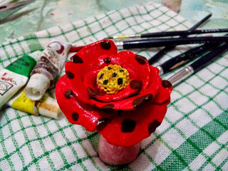 Paper_clay_flower_red_cute_art_handmade